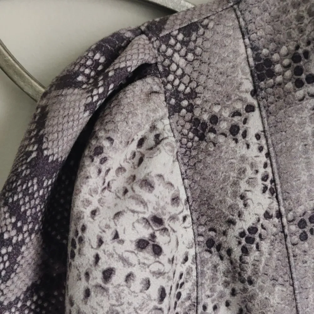 THML Snake Print Dress With Puff Sleeves